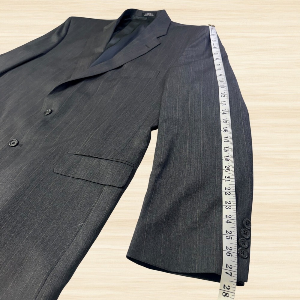 Stafford 100% Wool Charcoal Pinstripe 2 Piece Suit Jacket 48L Pants 36x32 Mens - Picture 7 of 16